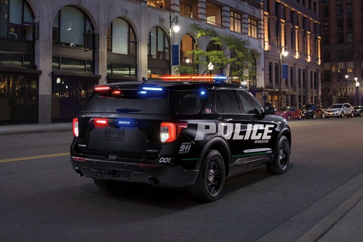 Ford police interceptor utility patrols the city