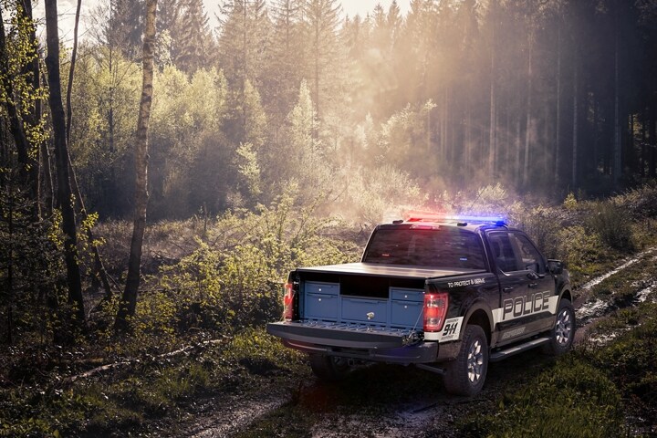 The 2021 Ford F-150 Police Responder® with its liftgate lowered