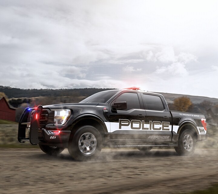 The 2021 Ford F-150 Police Responder® being driven along a country road