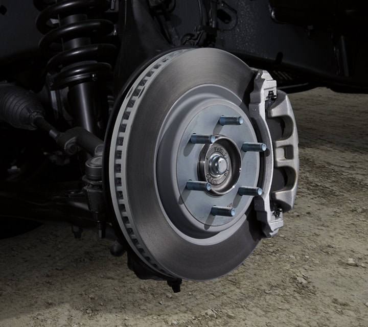 A brake rotor and caliper of the f 1 50 police responder