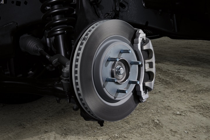 A brake rotor and caliper of the 2021 Ford F-150 Police Responder®