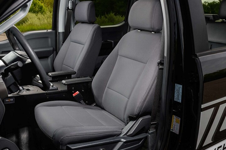 2023 Ford F-150®️ Lightning™️ Pro SSV close-up of front row seats from a side angle