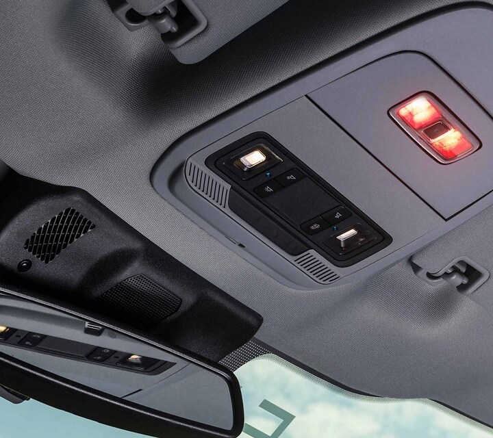 2023 Ford F-150®️ Lightning™️ Pro SSV front row task lights and rearview mirror