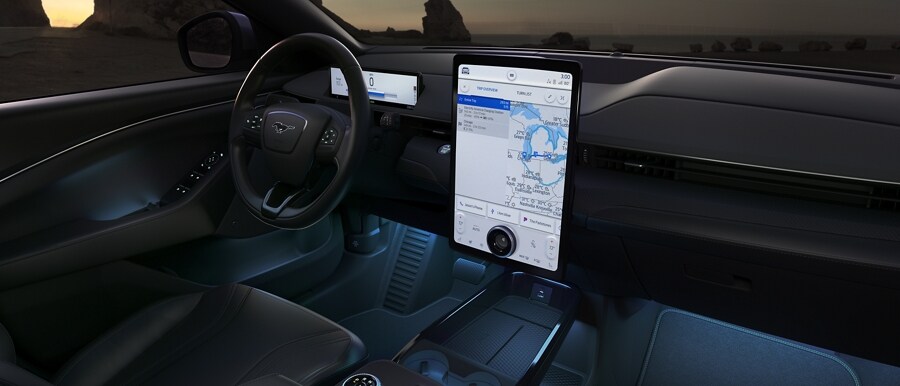 2022 Ford Mustang Mach-E screen showing FordPass Power My Trip