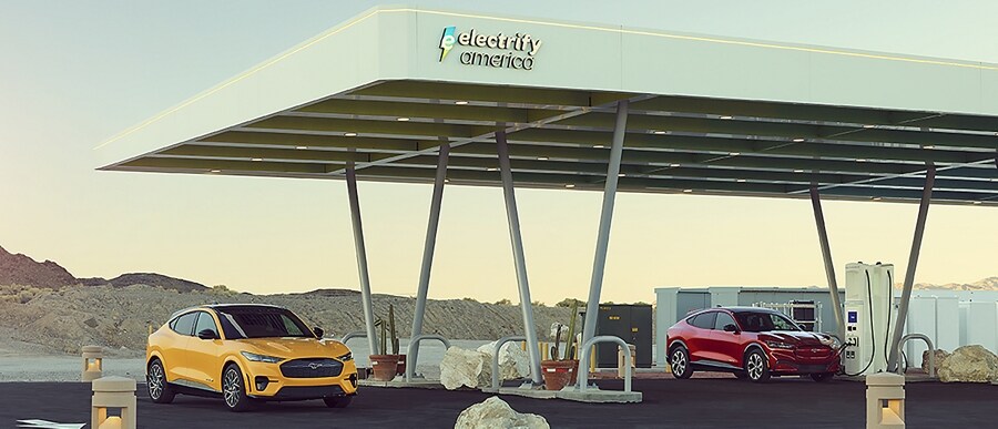 2022 Ford Mustang Mach-E parked at a public charger