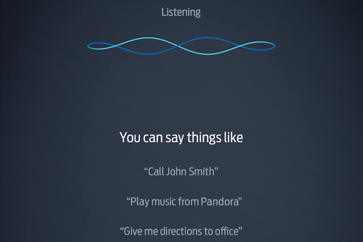 A close up of the SYNC 4 voice recognition screen