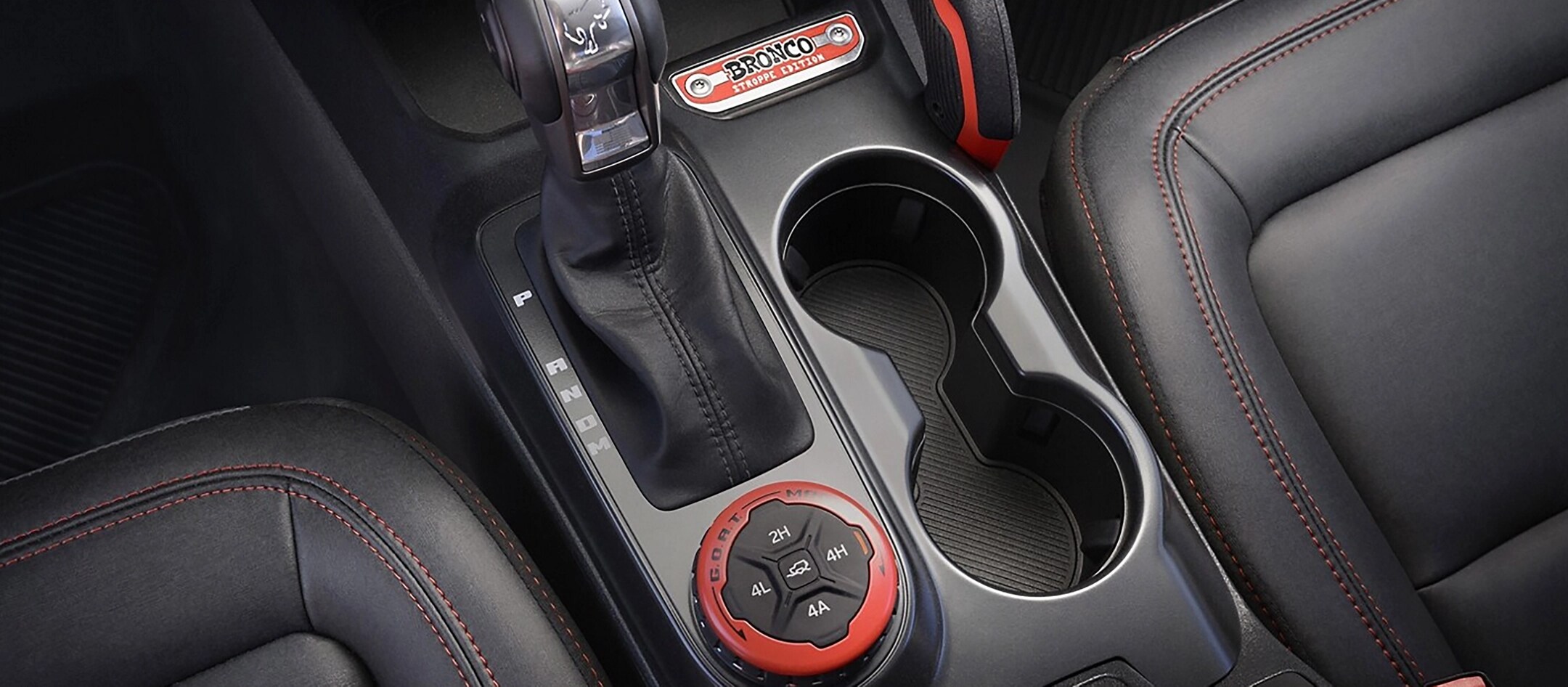 A close-up of the center console on a 2025 Ford Bronco® Stroppe® Edition SUV