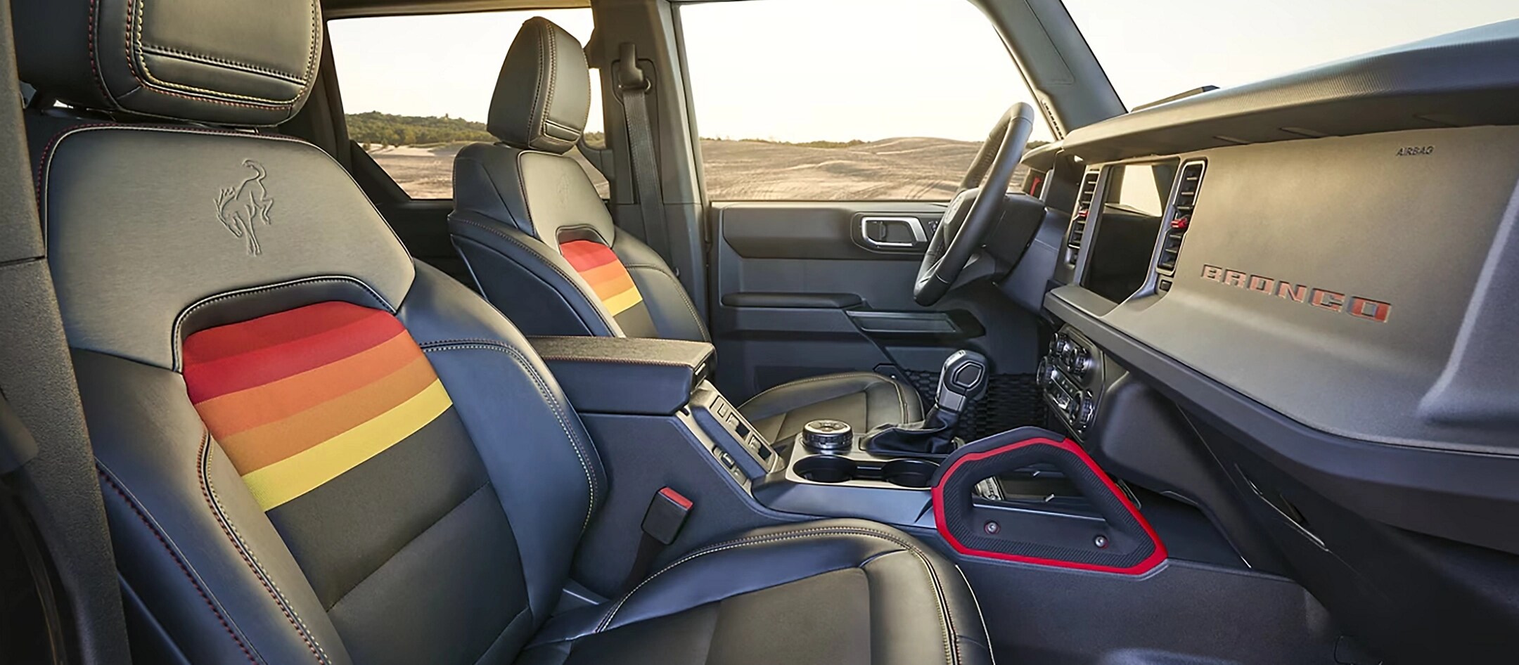 2025 ford bronco interior view of front seats