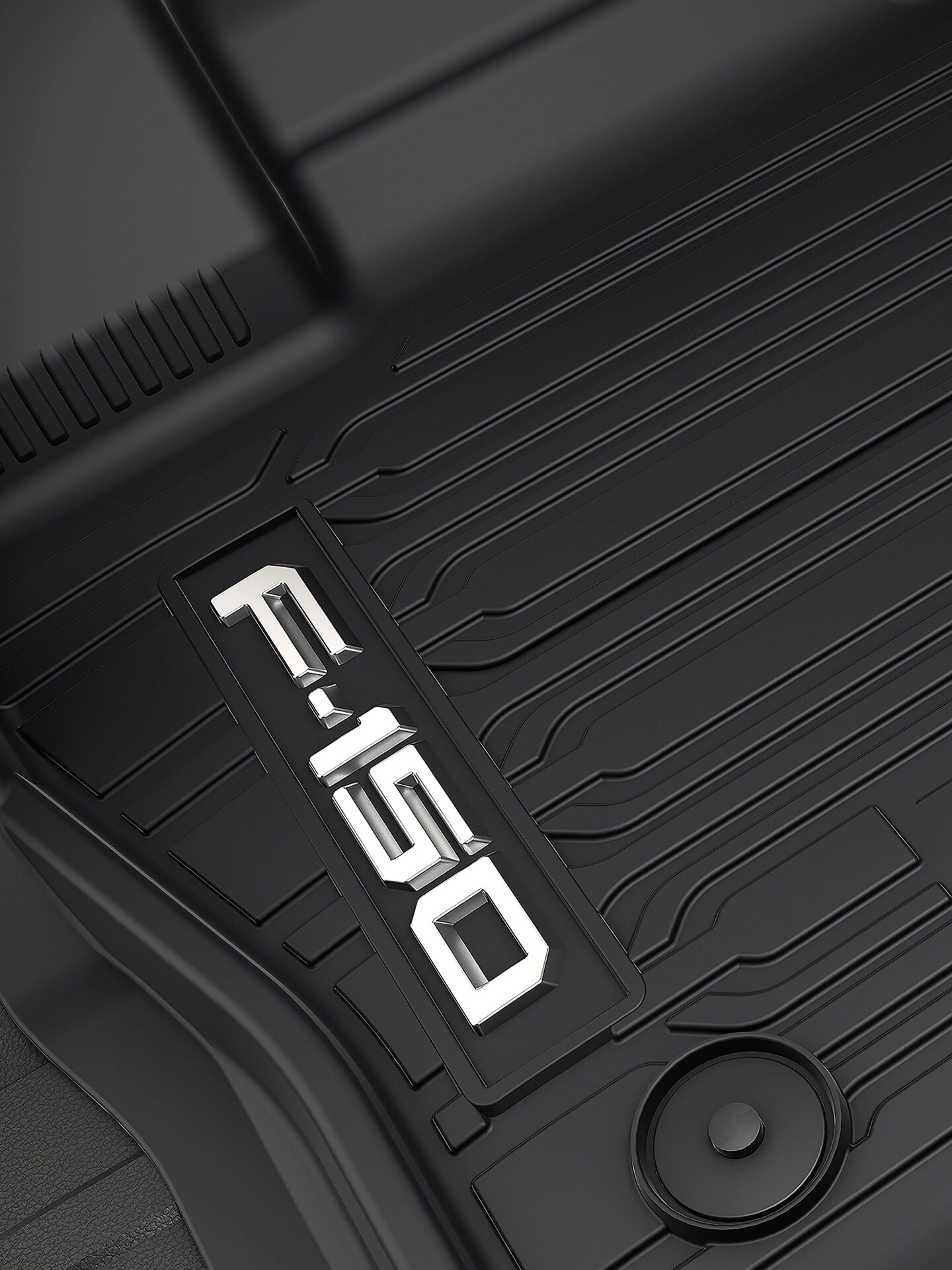 Close-up of floor liner texture for a 2025 Ford F-150 Lightning®