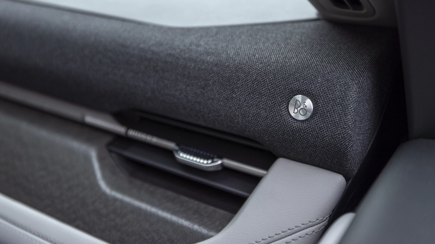 Close-up of Bang & Olufson® speaker bar on the dash of a 2025 Ford Explorer® SUV