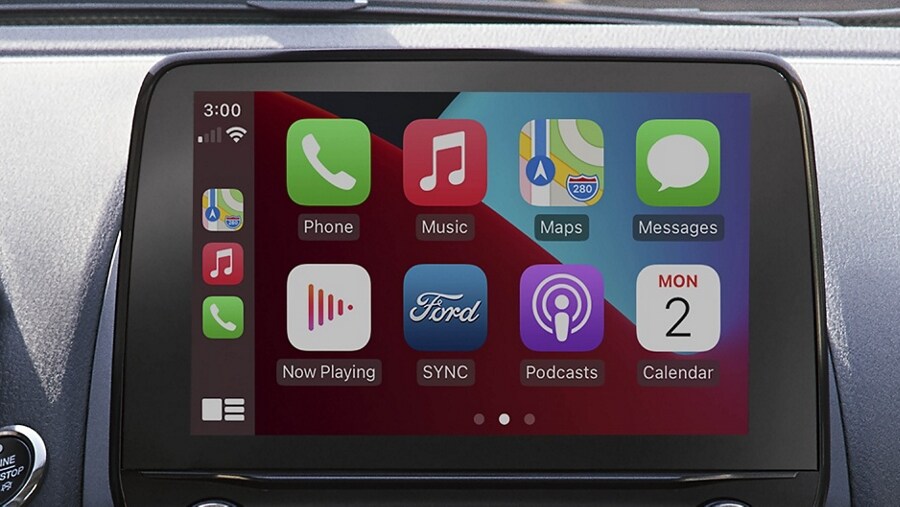 Close view of center touchscreen with tethered apps displayed