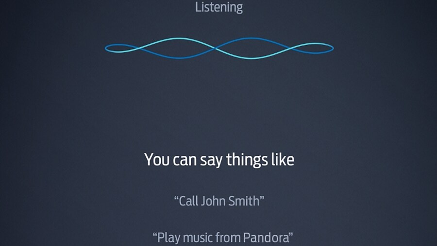 Close view of touchscreen showing natural voice control