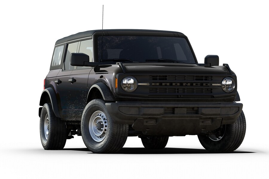 Four-door 2023 Ford Bronco® Base model shown in Shadow Black