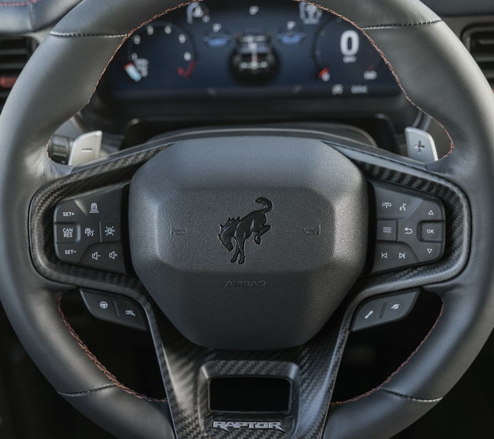 Close-up of a 2023 Ford Bronco® steering wheel