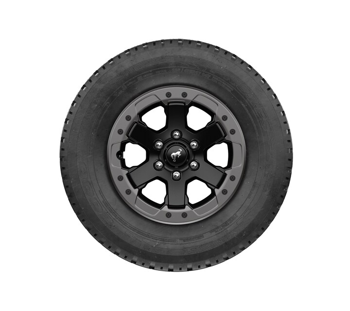 17-inch black high-gloss-painted forged aluminum wheel with Carbonized Gray Beauty Ring, beadlock-capable