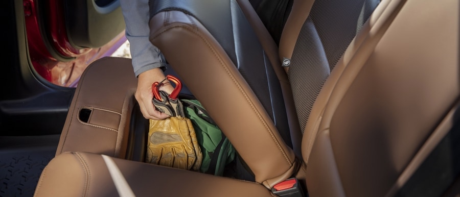 Close-up of 2023 Ford Bronco® Sport SUV under-seat storage