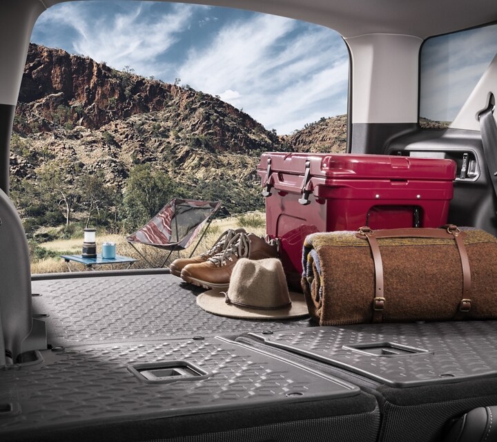 Showing cargo area and rubberized flooring