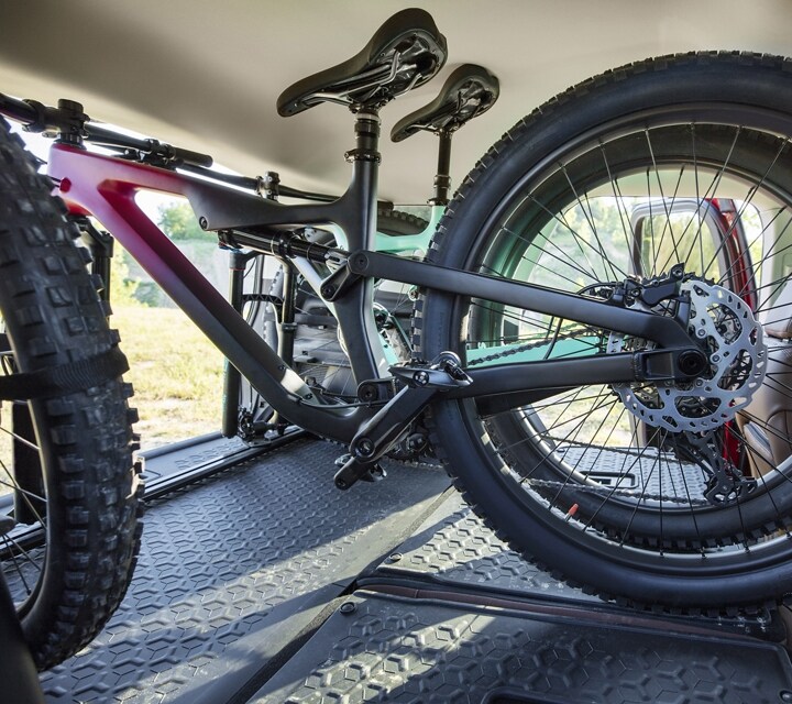 Interior bike rack shown