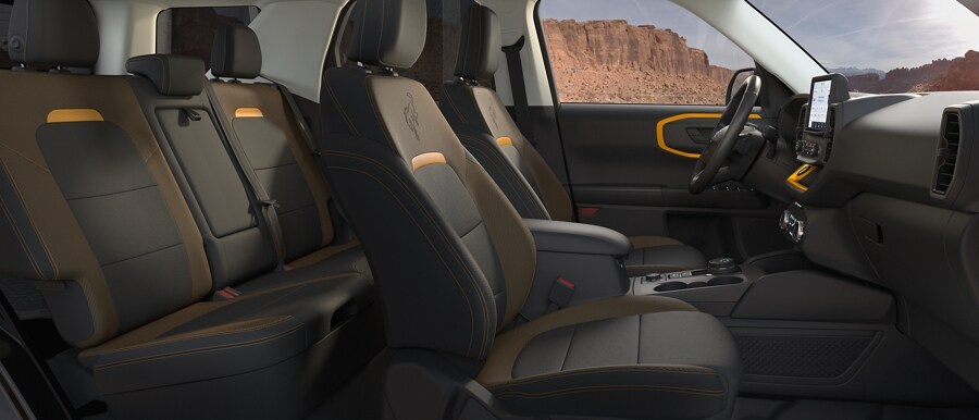 Interior of 2023 Ford Bronco® Sport Badlands™ model with two-tone seats