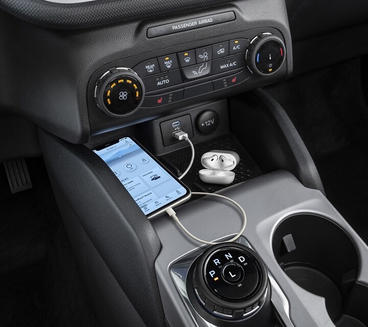 Up-close photo of the center console