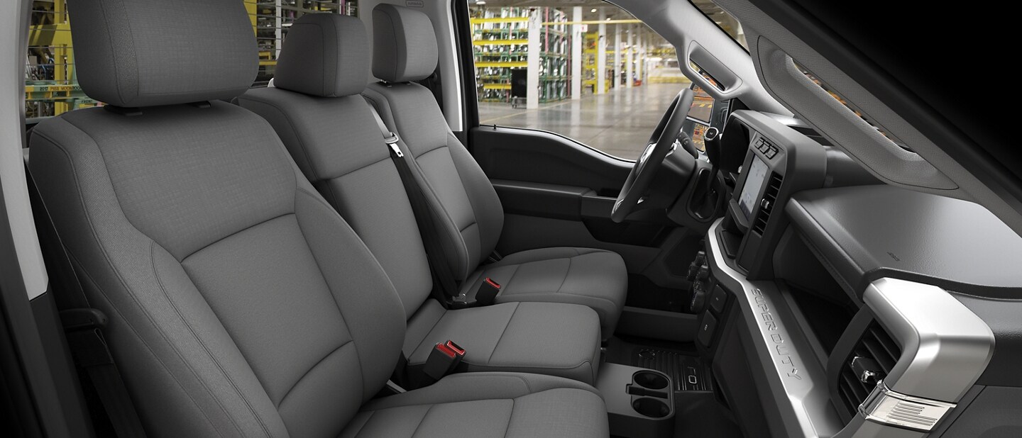 Side view of a 2023 Ford F-600® XL Chassis Cab interior in Medium Earth Gray cloth