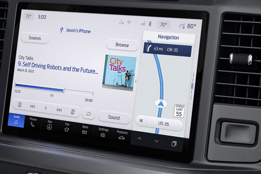 2023 Ford Super Duty® truck center screen showing cloud-based connectivity