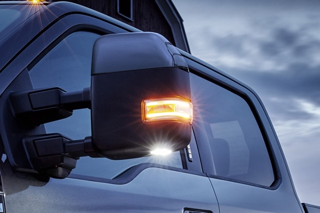 2024 Ford Super Duty® Chassis Cab with active LED spotlight side view mirrors