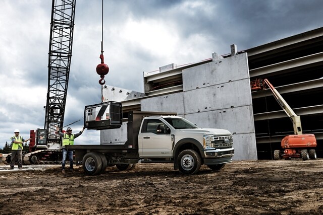 2024 Ford Super Duty® Chassis Cab with dump body at worksite