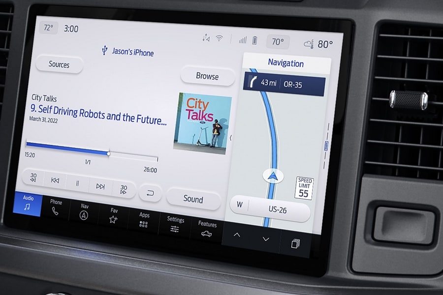 2024 Ford Super Duty® truck center screen showing cloud-based connectivity