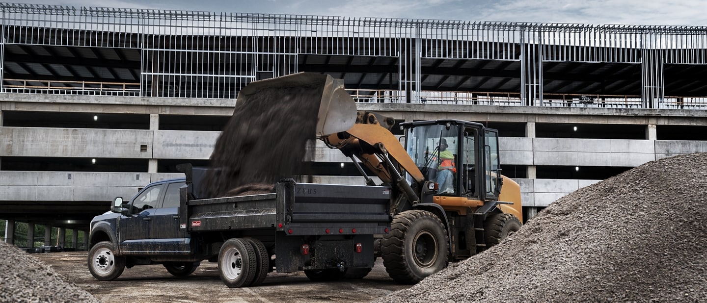 2024 Ford Super Duty® with dump truck upfit on construction site