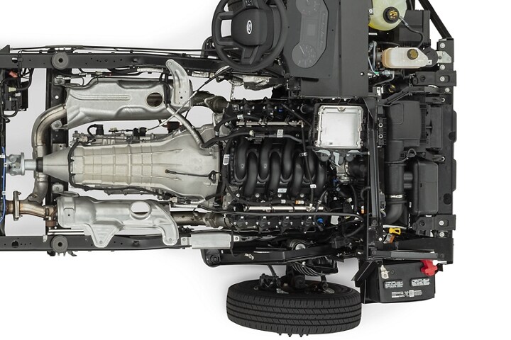 An overview of a 2024 Ford E-Series Stripped Chassis with no body