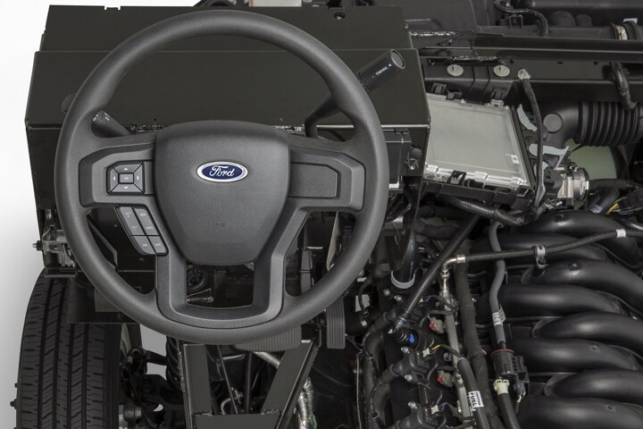 Close-up of the tilt and telescoping steering column