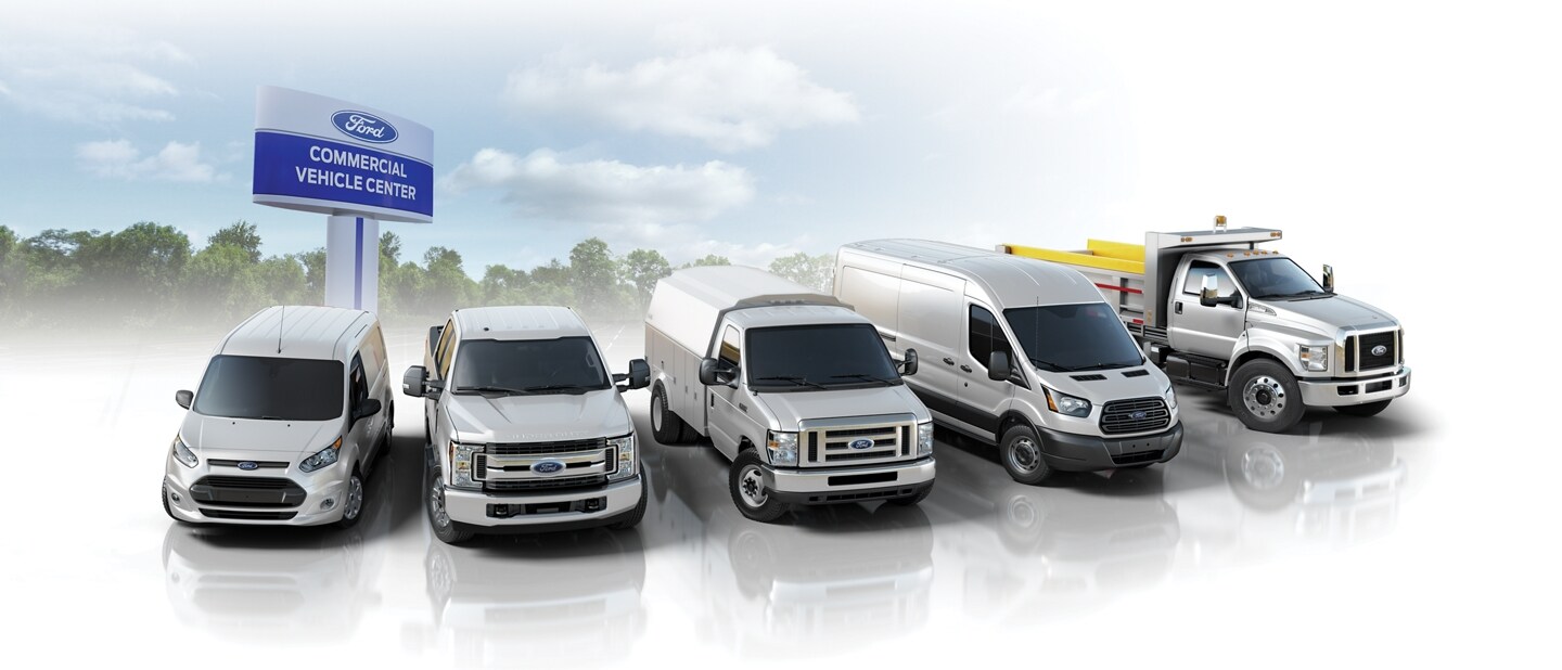 A lineup of Ford Commercial Vehicles
