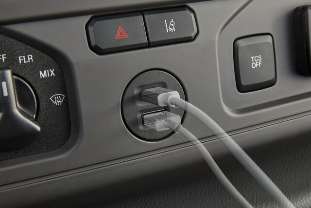 Close-up of the dual smart usb port