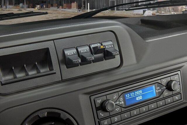 Close-up of the high-capacity upfitter switches