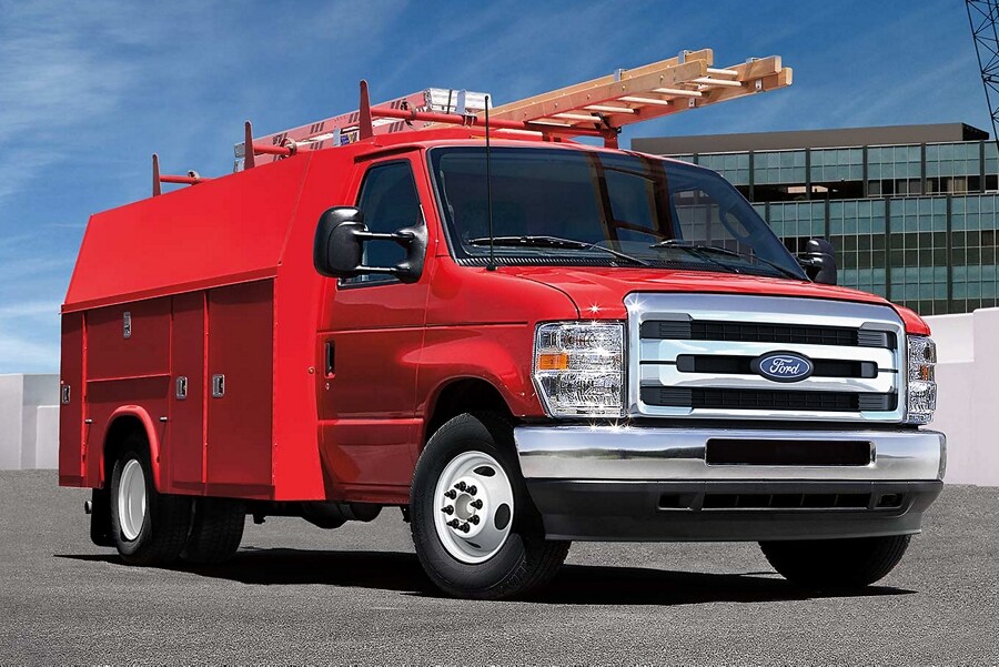 2026 Ford E-Series Cutaway with contractor upfit body