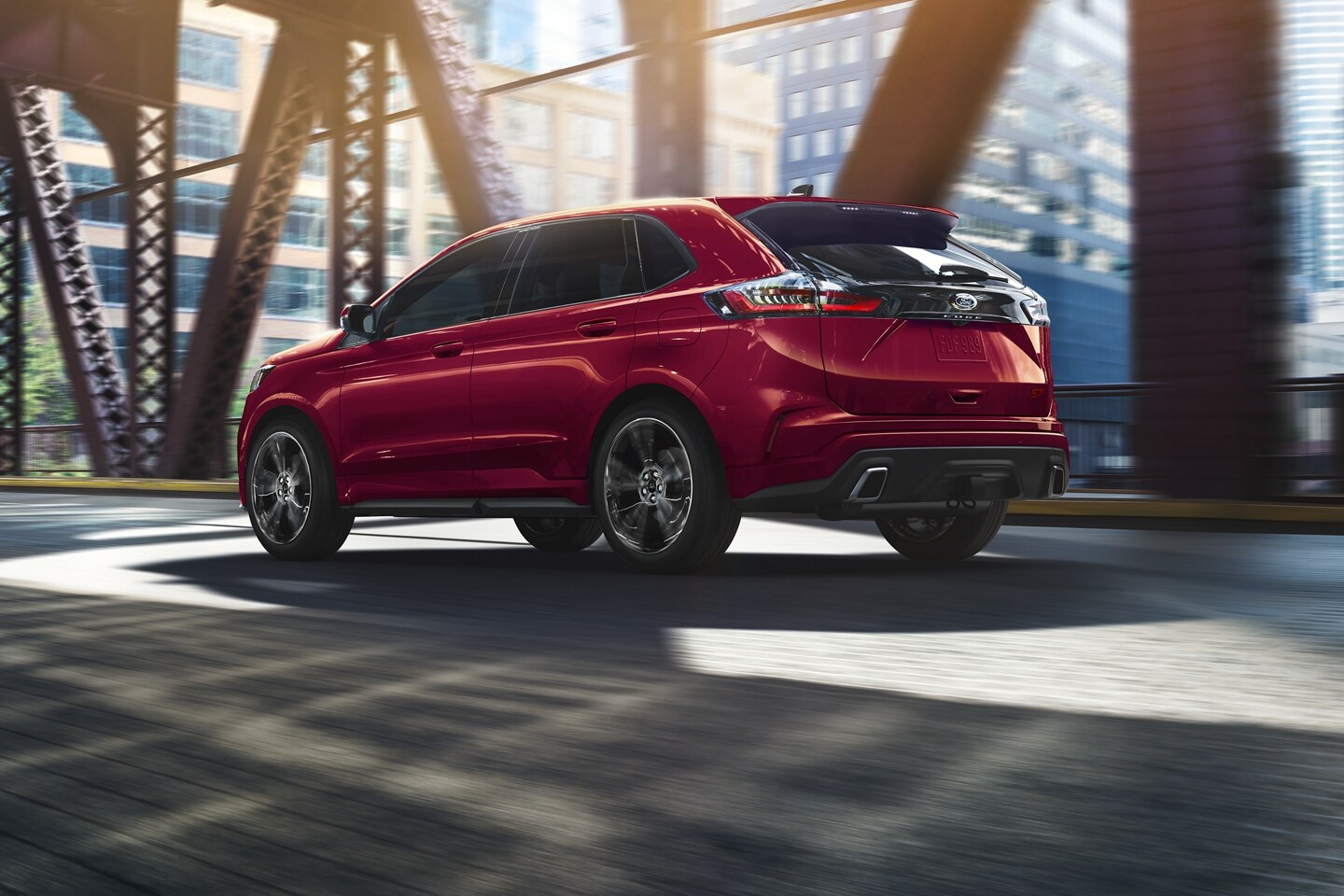 2023 Ford Edge ST driving on a bridge