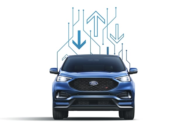 Arrow graphics above a 2024 Ford Edge® SUV