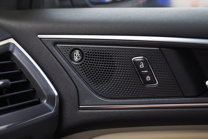 Close-up of speaker with Bang and Olufsen® logo