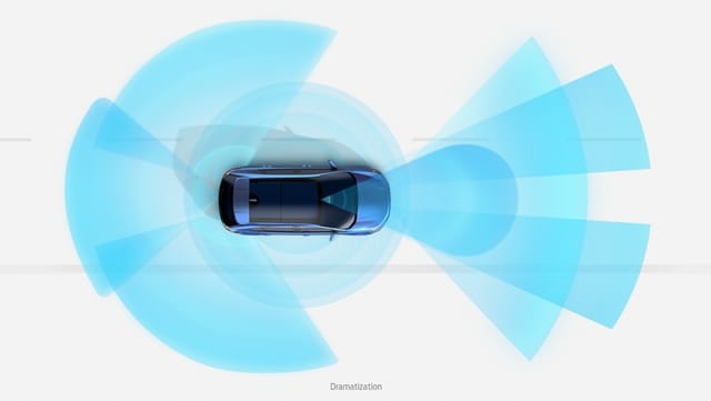 Graphic depicting Pre-Collision Assist with Automatic Emergency Braking