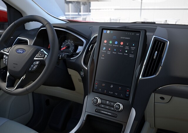 2024 Ford Edge® SUV console, steering wheel, instrument cluster and 12-inch touchscreen