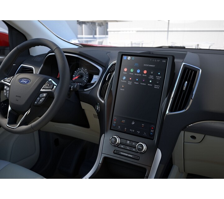 2024 Ford Edge® SUV console, steering wheel, instrument cluster and 12-inch touchscreen
