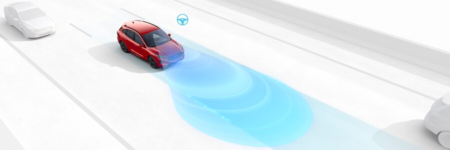 Still frame of Lane Keeping System in use