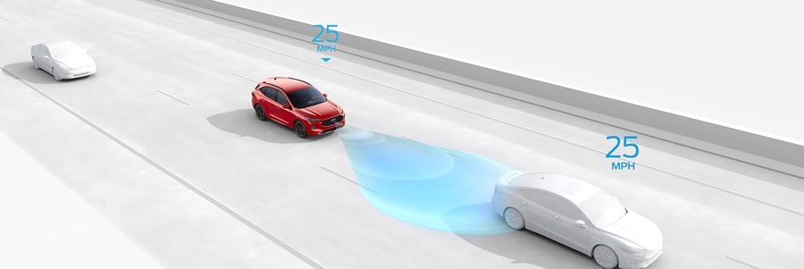 Still frame of Intelligent Adaptive Cruise Control in use