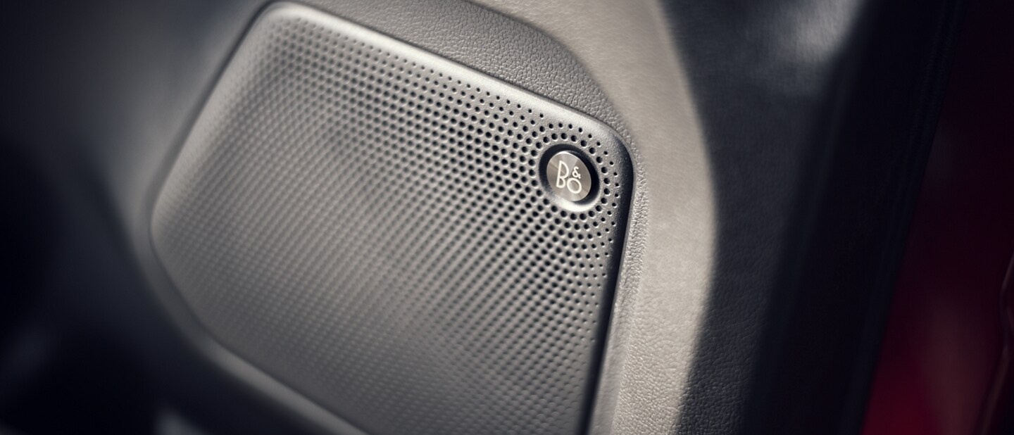 Close view of a speaker from the available B&O® sound system