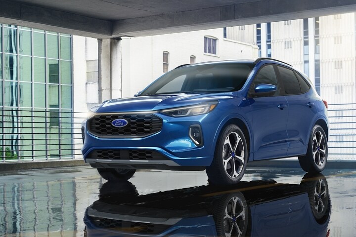 2023 Ford Escape® in Atlas Blue Metallic parked in a parking garage