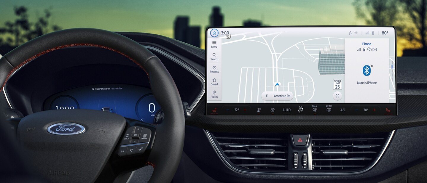 Interior shot of a 2023 Ford Escape® showing the display with SYNC® 4 dashboard