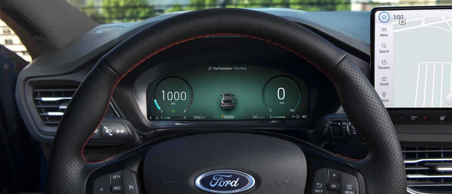 Grupo de instrumentos digitales de 12.3” disponible de una Ford Escape® 2023 que muestra el modo de manejo Ecológico