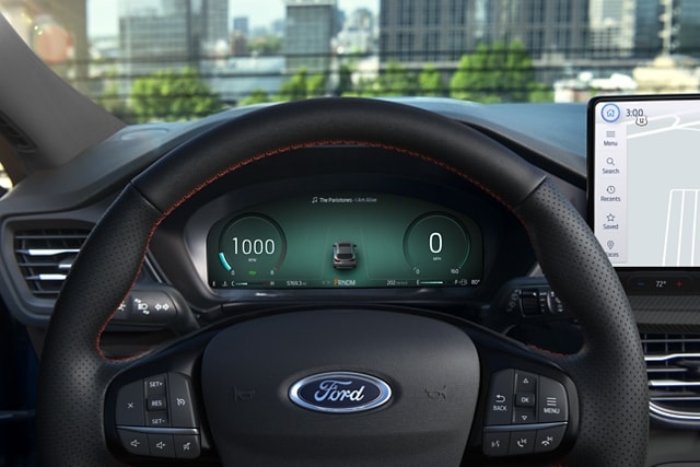 Available 12.3-inch digital instrument cluster in a 2023 Ford Escape® displaying Eco driving mode
