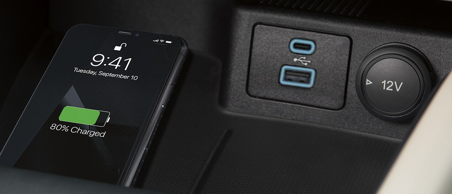 Close-up of the USB port